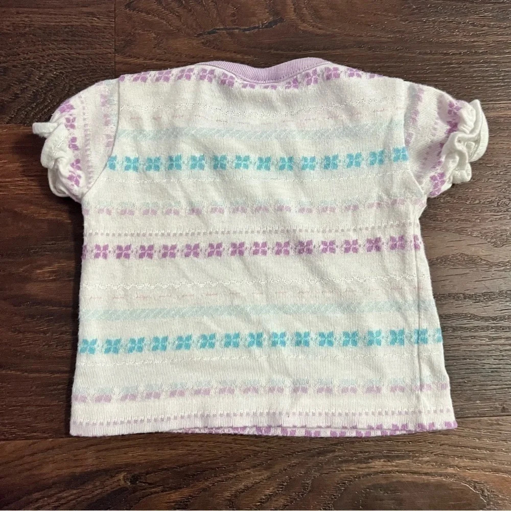 Vintage 12 month baby girl bundle lot purple pants and short sleeve shirt - Picture 3 of 11